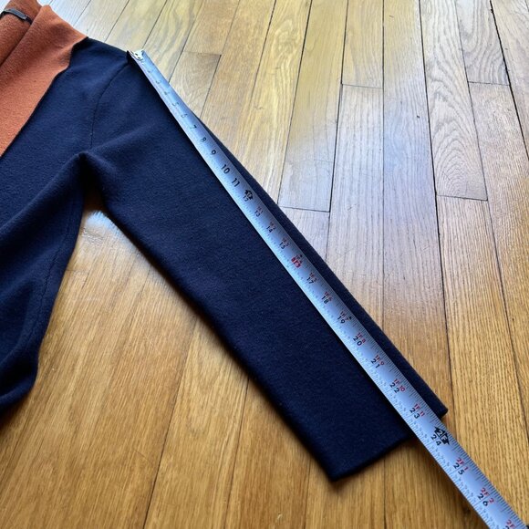 MAXSPORT Size L Navy Blue & Rust Open Heavyweight Cardigan Wool Blend Sweater - Picture 8 of 15